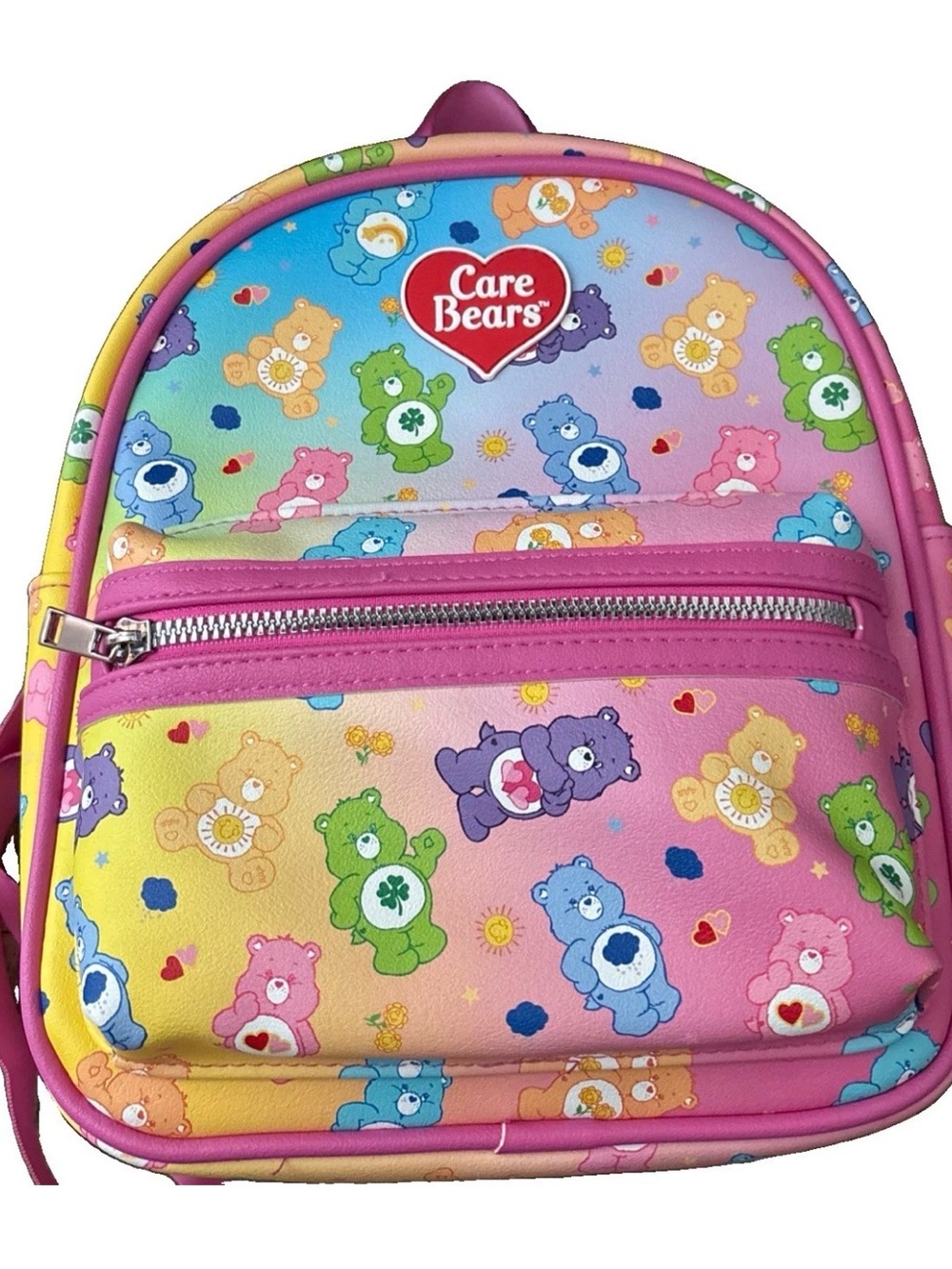 Care Bears Pastel Rainbow Mini Backpack in Pink Trim